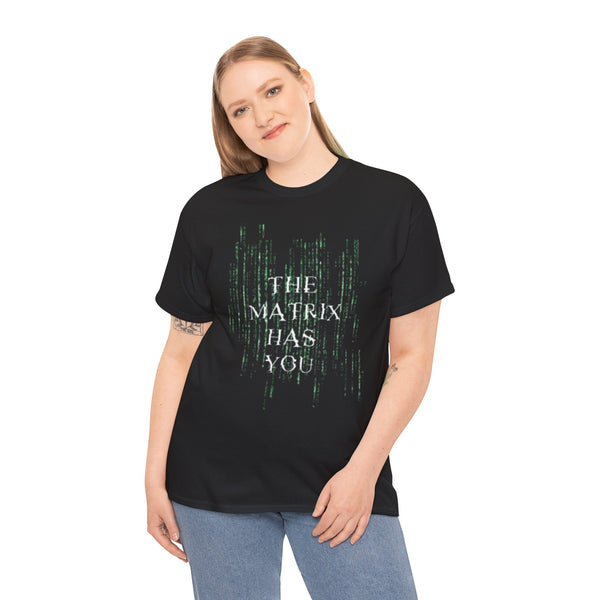 The Matrix Has You Unisex Heavy Cotton Tee, Retro Geek Apparel, Movie Merch, Gift for Fans, Comfortable Casual Wear