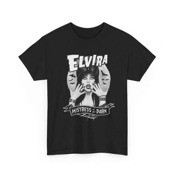 Elvira Mistress of the Dark Unisex Tee, Horror T-Shirt for Fans, Heavyweight Cotton Shirt, Gothic Graphic Top, Halloween Costume, Spooky