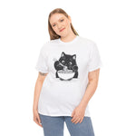 Cute Black Cat Eating Ramen T-Shirt, Cat Lover Tee, Funny Cat Shirt, Kawaii Kitty Top, Unisex Graphic Tee