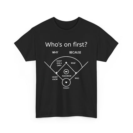 Comedy Baseball Unisex Heavy Cotton Tee, Funny Sport Tee, Hilarious Baseball Shirt, Classic Sketch Tee, Who's on first