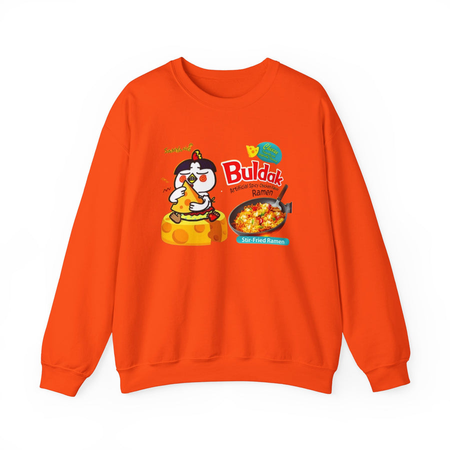 Buldak Spicy Cheese Ramen Sweatshirt, Korean Food Lover Gift, Comfortable Pullover Jumper, Ramen Noodle Soup Apparel, Foodie Clothing,