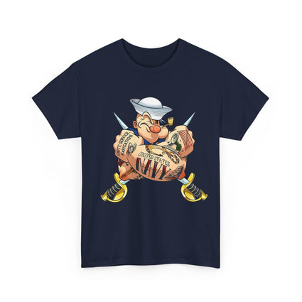 Popeye Navy Tatoo T-Shirt, Sailor Anchor Tee, Nautical Theme Shirt, Vintage Cartoon Graphic Top, Popeye Fan Apparel