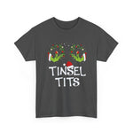 Tinsel Tits Wreath Bra T-Shirt | Funny Christmas Holiday Tee