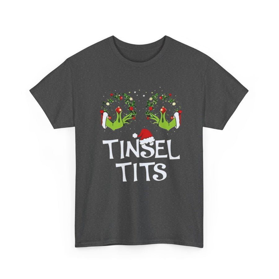 Tinsel Tits Wreath Bra T-Shirt | Funny Christmas Holiday Tee