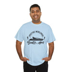 Prestige Worldwide 'Boats & Hoes' Unisex Heavy Cotton Tee, Funny Graphic Shirt, Beachwear, Gift for Him, Summer Casual Wear