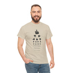 Funny Hand Gesture Eye Chart T-Shirt, Unisex Graphic Tee, Humorous Sight Test Shirt, Sarcastic Vision Exam Top, Hilarious Optometrist Gift