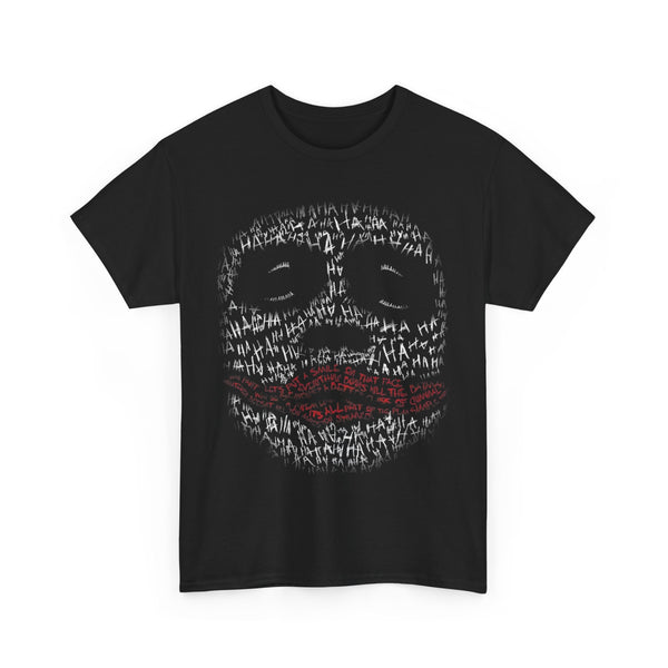 Eerie Joker Tee - Unisex Heavy Cotton T-Shirt for Horror Fans, Halloween Costume, Casual Wear, Gift for Movie Lovers, Unique Design