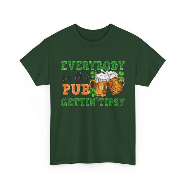 Everybody in the Pub Gettin' Tipsy Unisex Heavy Cotton Tee, Funny Shirt, Pub Crawl Apparel, St. Patrick's Day Gift, Beer Lover Gift