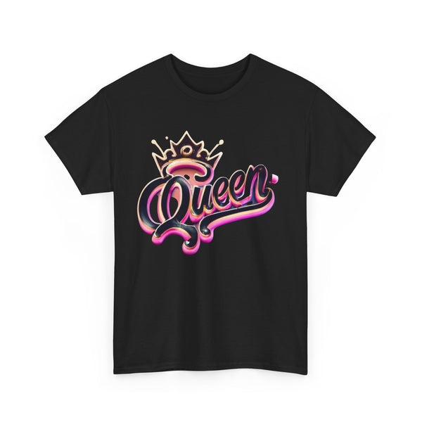 Queen Heavy Cotton Tee, Women's Graphic T-Shirt, King Crown Design, Cool Unisex Shirt, Royalty Inspired Top